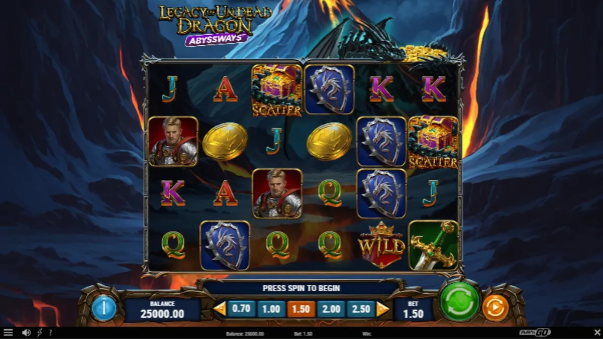 Visual sinematik naga mayat hidup dalam slot Legacy of Undead Dragon Abyssways