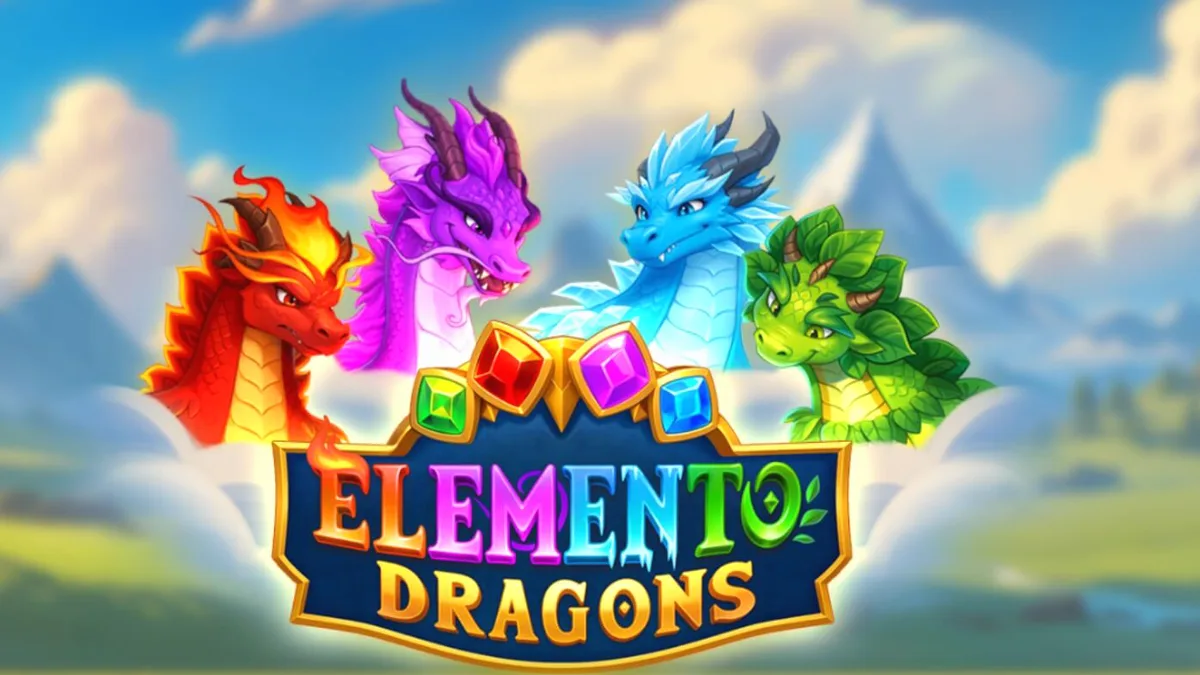 Tampilan grid 9x9 pada slot Elemento Dragons dengan elemen naga yang menyala